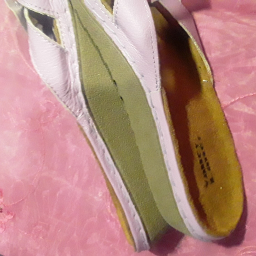 Leather Lavender Slides - Picture 6 of 8